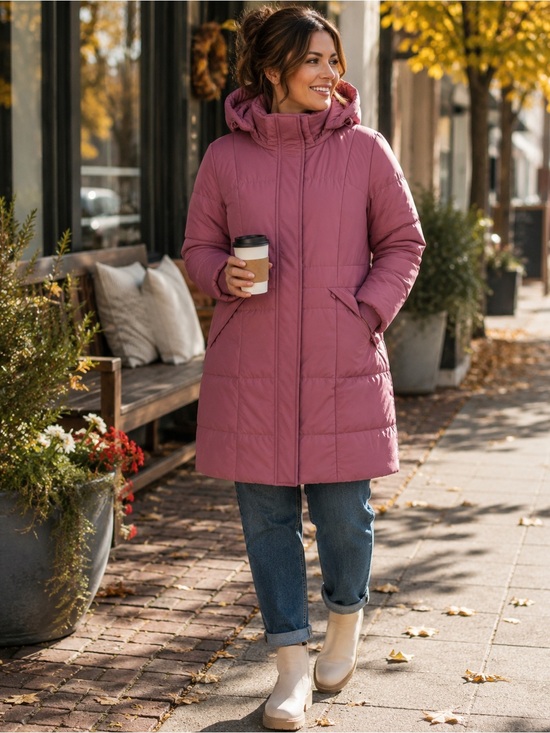 Lands' End Jackets & Blazers - Lands’ End Hooded Winter Puffer Coat | Women’s Medium | Dusty Rose